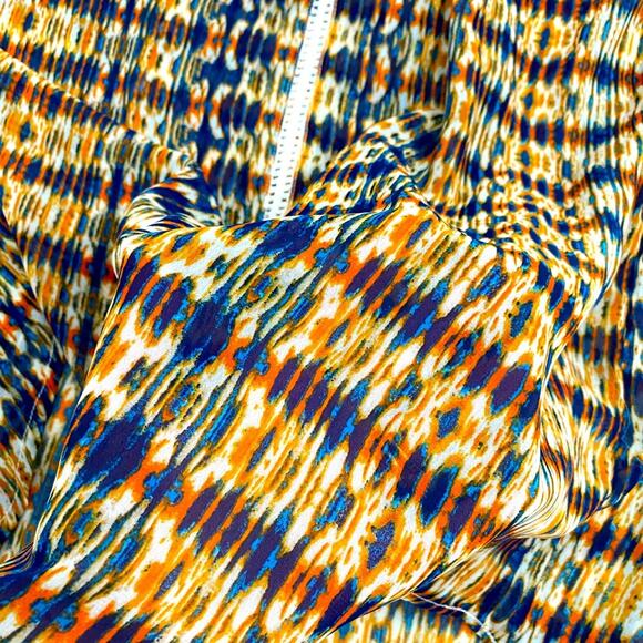 Hannah Multicolor His Lion Tassel Tie Front Crochet Detail Blouse, Size Medium - Picture 6 of 11